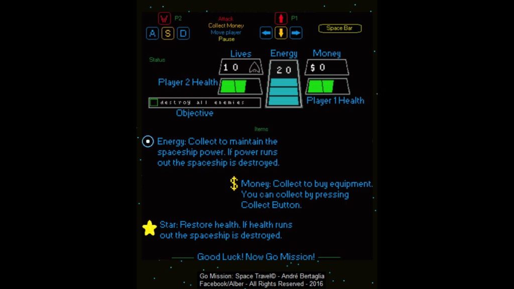 Go Mission - commandes